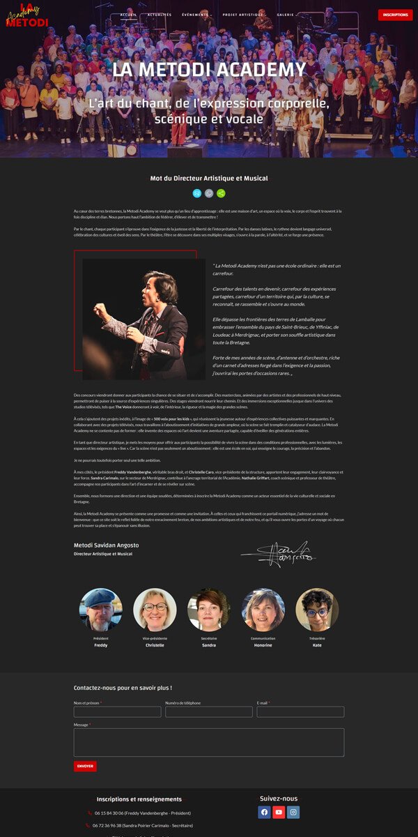 Jecreevotresite.fr : création de sites internet clé en main – Site pour une académie artistique