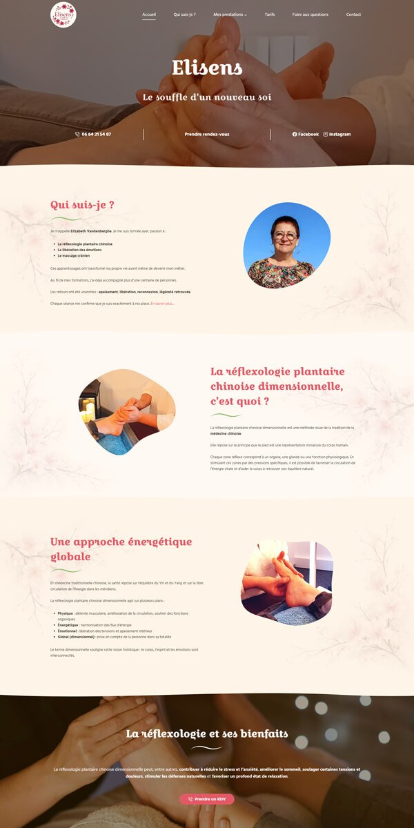 Jecreevotresite.fr : création de sites internet clé en main – Site pour un cabinet de réflexologie